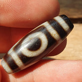 Himalayan Indo Tibetan Agate 3 Circle Eyes Bead Dzi Amulet ATB-3
